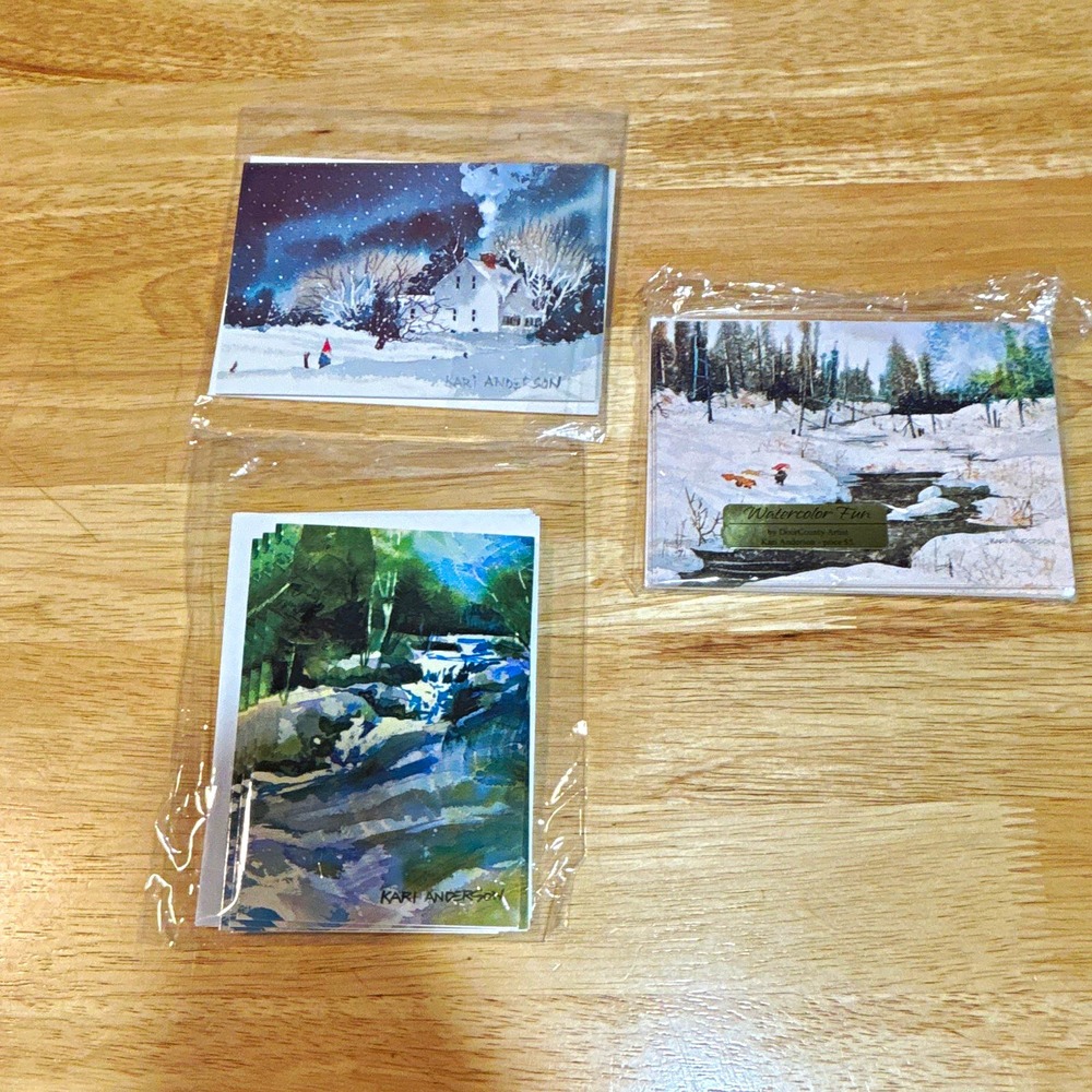 Kari Anderson Watercolor Artist Designed Christmas Greeting Card Lot Landscapes